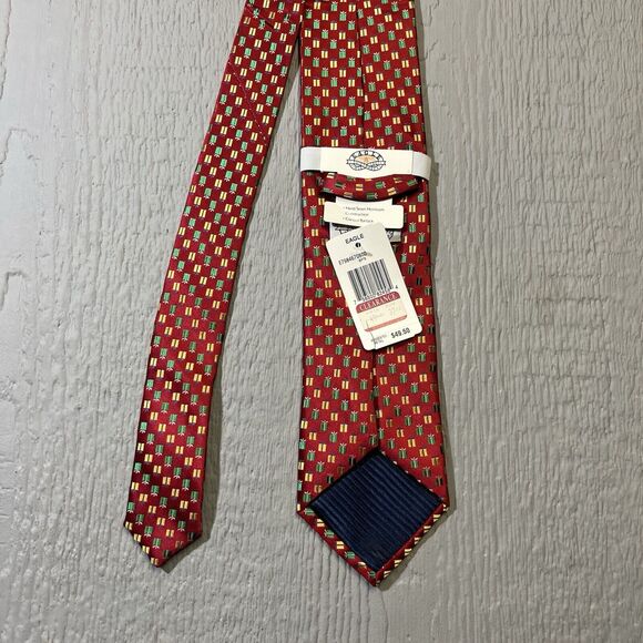 Eagle Red Christmas Present Men's Silk Necktie New 3.5"/58" Holiday Tree NWT - Picture 9 of 10